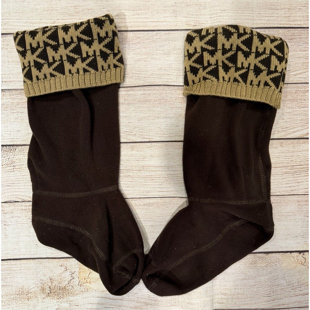NWOT Michael Kors MK Logo Brown Boot Sox Size S/M